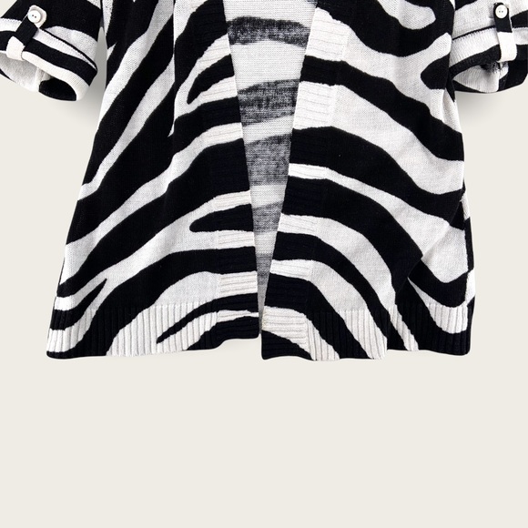 Additions by CHICOS Open Front Linen Cardigan Short Rolled Sleeves Womens Size 1 - Picture 4 of 15